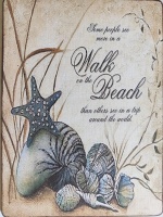kartonnen_deco_bordje_blauwe_schelpen_walk_on_the_beach