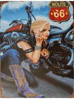 metalen_wandbord_route_66_afbeelding_motor_en_pin_up
