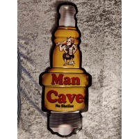 geel_metalen_wandbord_bougie_vorm_tekst_man_cave