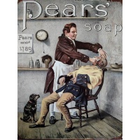 metalen_wandbord_barbier_scheren_tekst_pears_soap