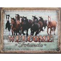metalen_wandbord_paarden_tekst_welcome_friends