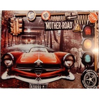 metalen_wandbord_rode_auto_tekst_motherroad