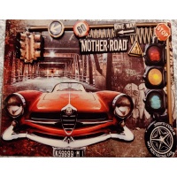 metalen_wandbord_rode_auto_tekst_motherroad_1