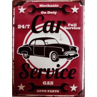 metalen_wandbord_rood_tekst_car_service